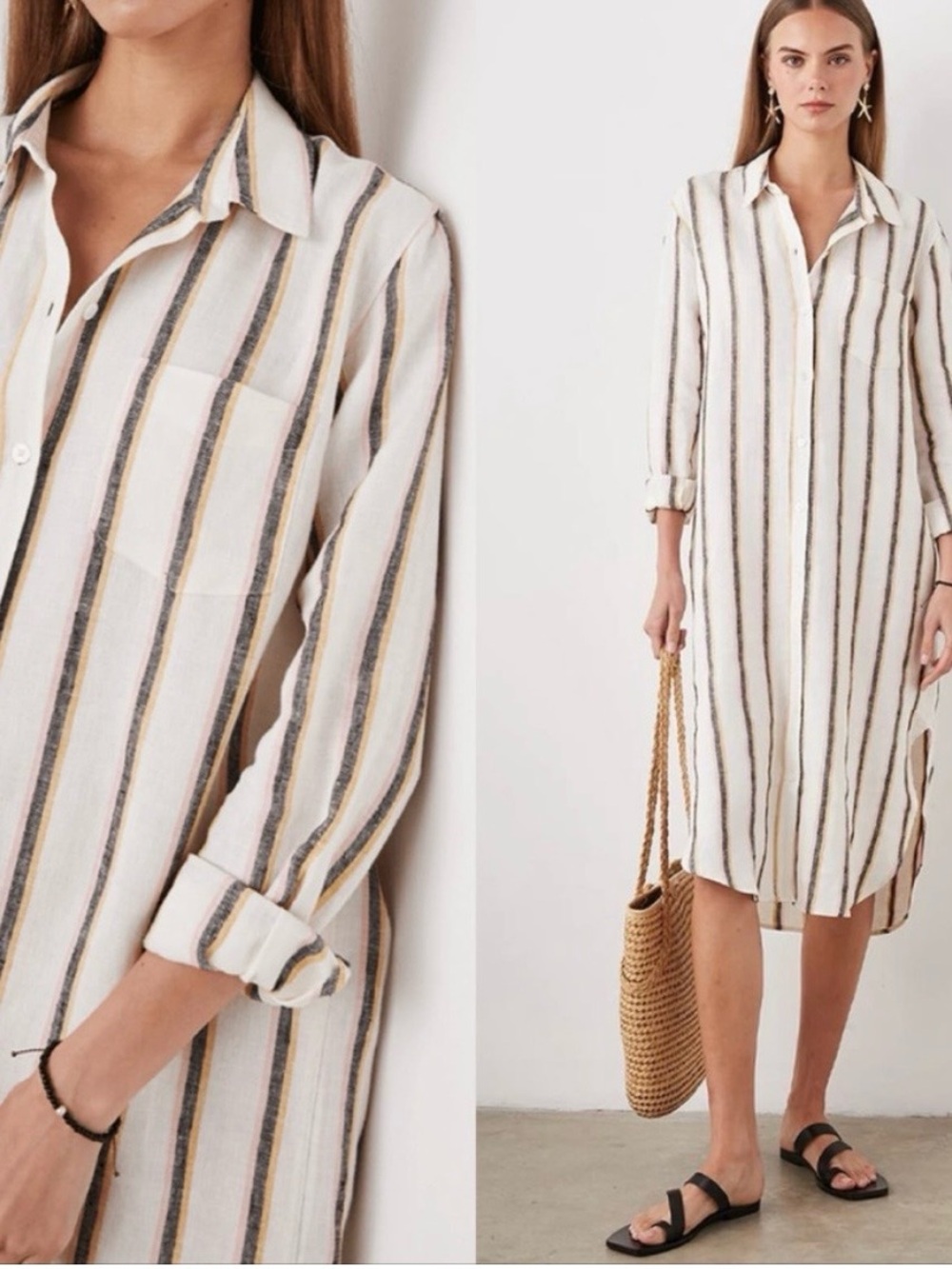 Rails Val Midi Linen Shirt Dress Hermosa Stripe